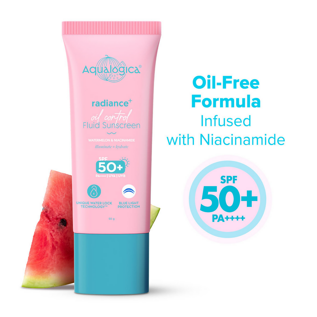 Aqualogica Radiance+ Oil Control Fluid Sunscreen SPF50+ PA++++ | Grocsy