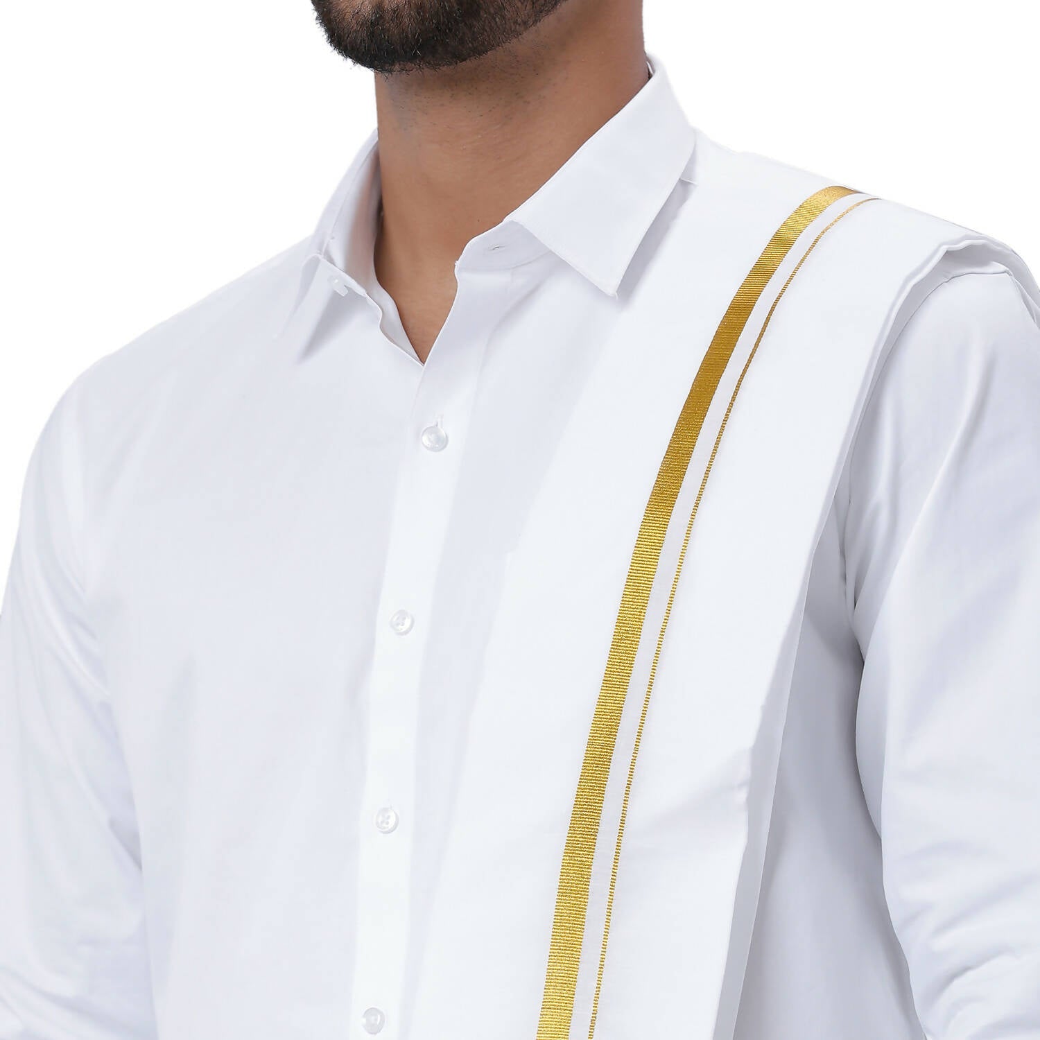 Ramraj Cotton Mens Wedding Set White Regular Dhoti, Shirt & Towel | Grocsy