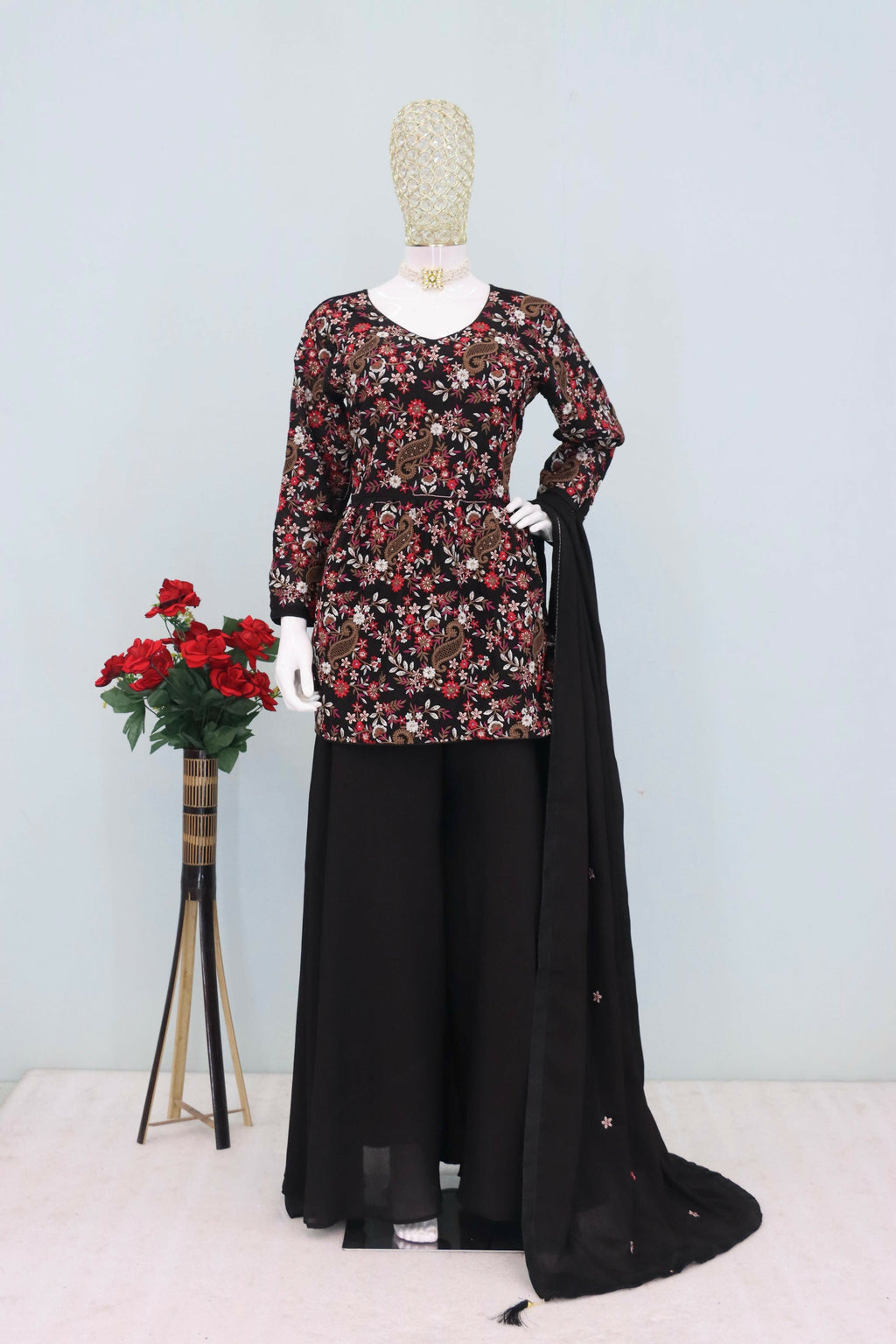 Anaita Black Chiffon Embroidered With Sequins Work Salwar Suit | Grocsy
