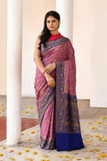 Joban Fashion Nude Pink Crepe Chiffon Pure Handloom Banarasi Silk Saree | Grocsy