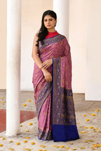Joban Fashion Nude Pink Crepe Chiffon Pure Handloom Banarasi Silk Saree | Grocsy