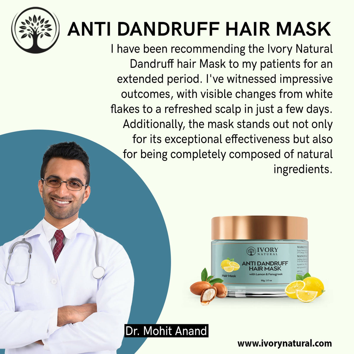 Ivory Natural Dandruff Hair Mask - Scalp Wellness, Assists With Dandruff For Both Men & Women | Grocsy