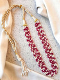 Joban Fashion Women Pink Multi Colours Stone Beads Partywear Five Layered Mala | Grocsy