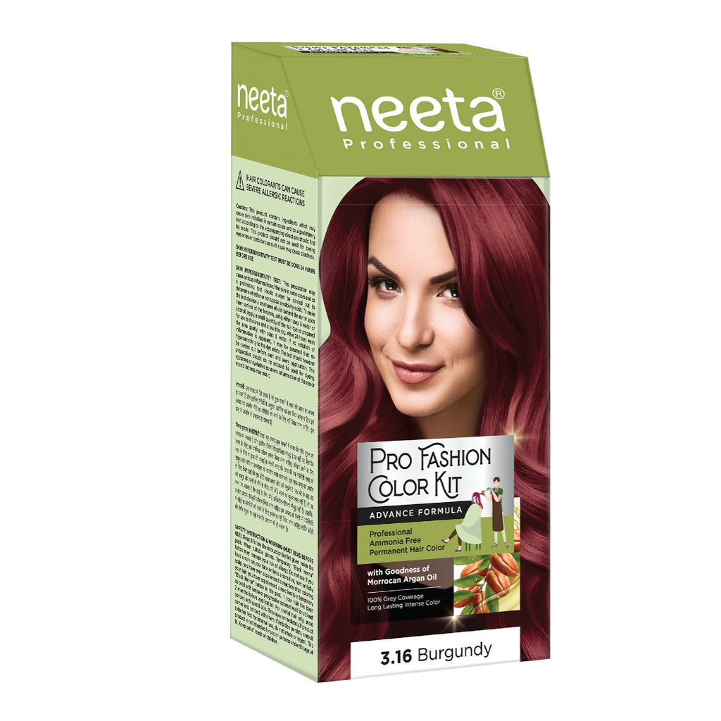 Neeta Professional Fashion Color Kit Permanent Hair Color Burgundy 3.16 | Grocsy