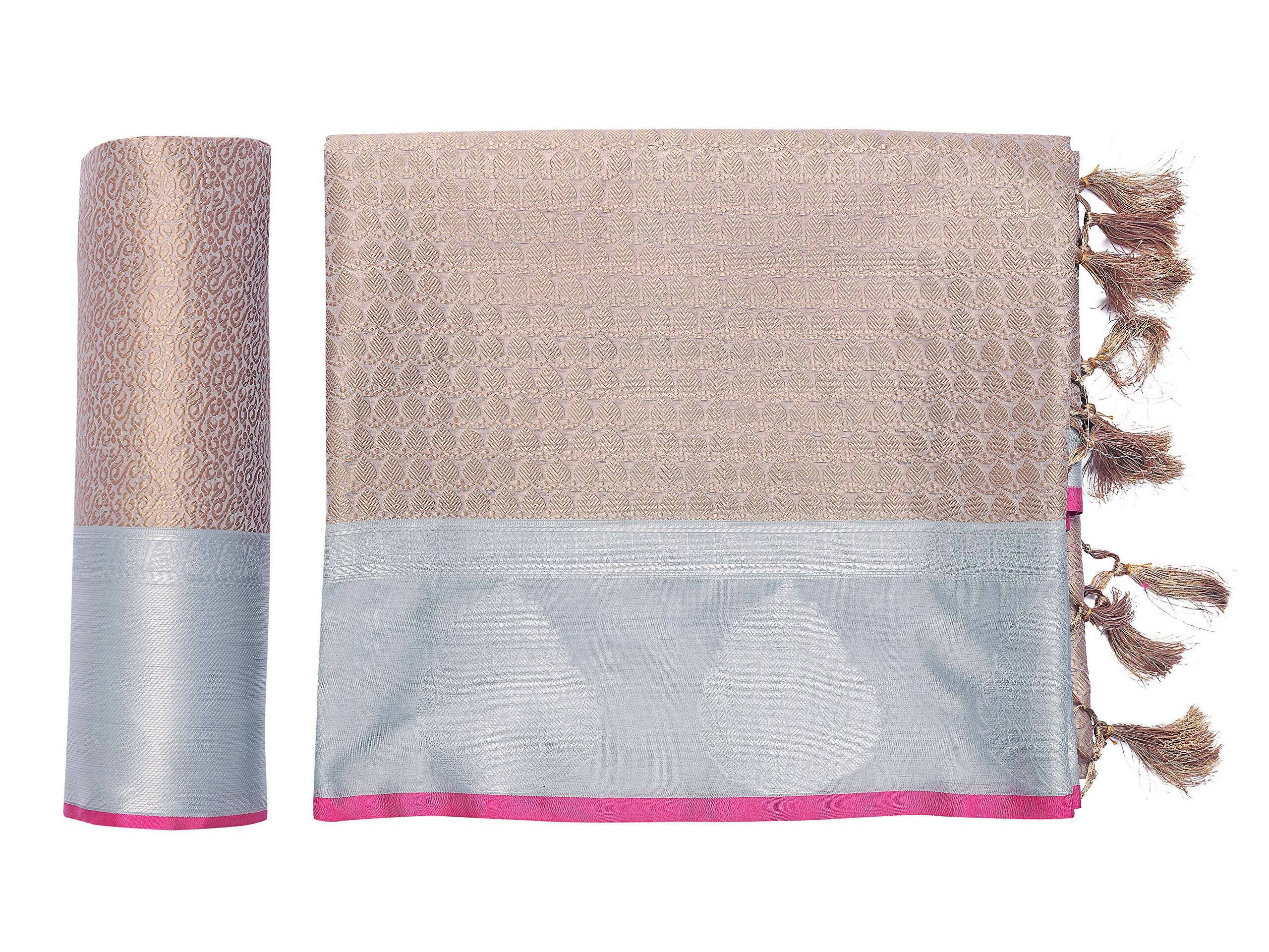 Mimosa Women's Banarasi Art Silk Brown Saree | Grocsy