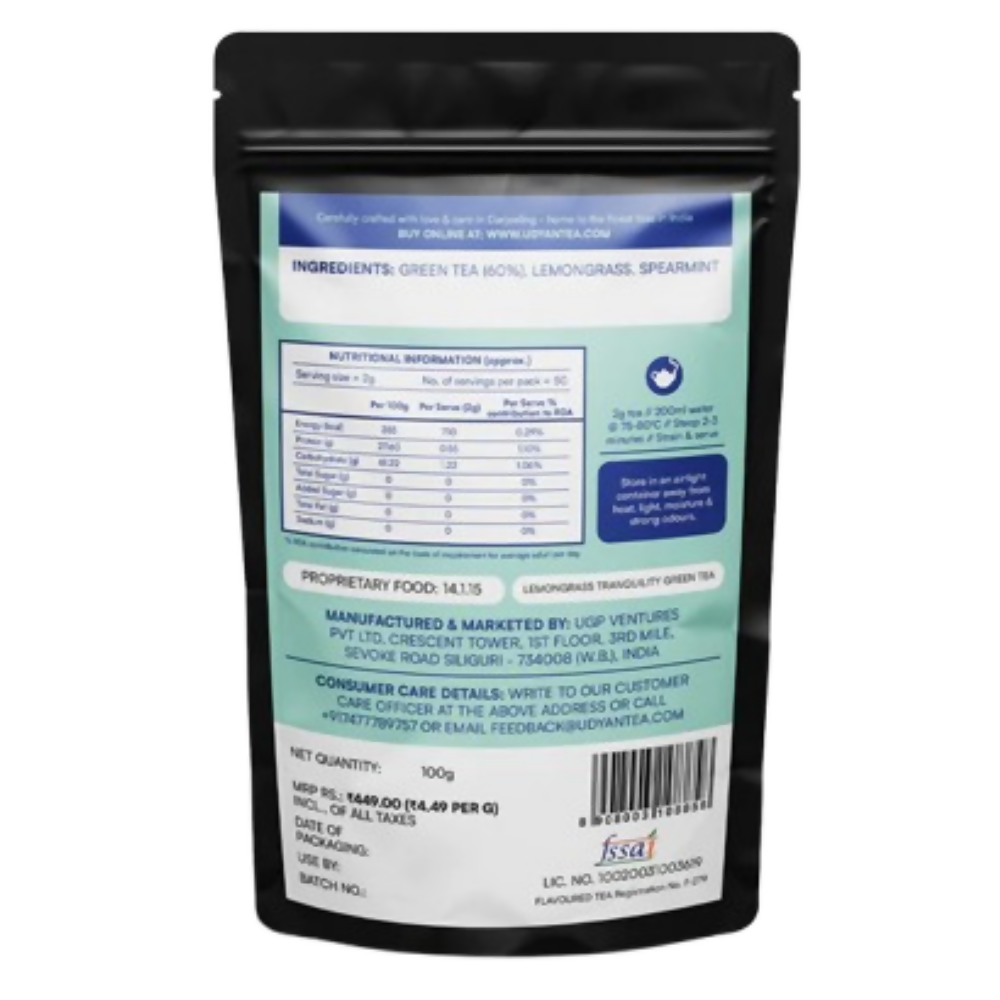 Udyan Tea Lemongrass Tranquillity Green Tea | Grocsy