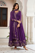 The52 Women's Gorgeous Faux Georgette Fabric Embroidery Work Flared Anarkali Pant and Dupatta Set | Grocsy