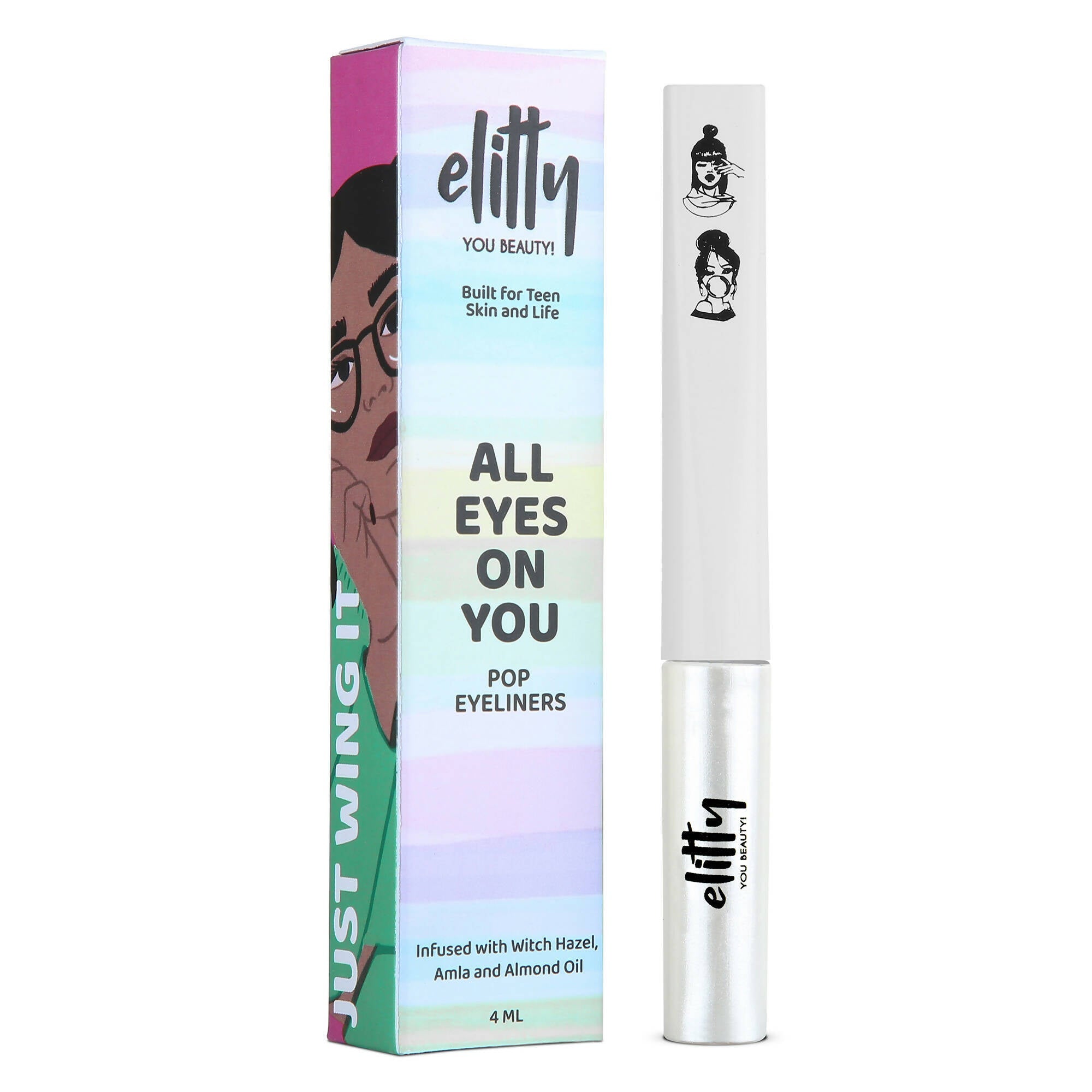 Elitty White Pop Color Metallic Finish Liquid Eyeliner - Cloud Nine (White) | Grocsy