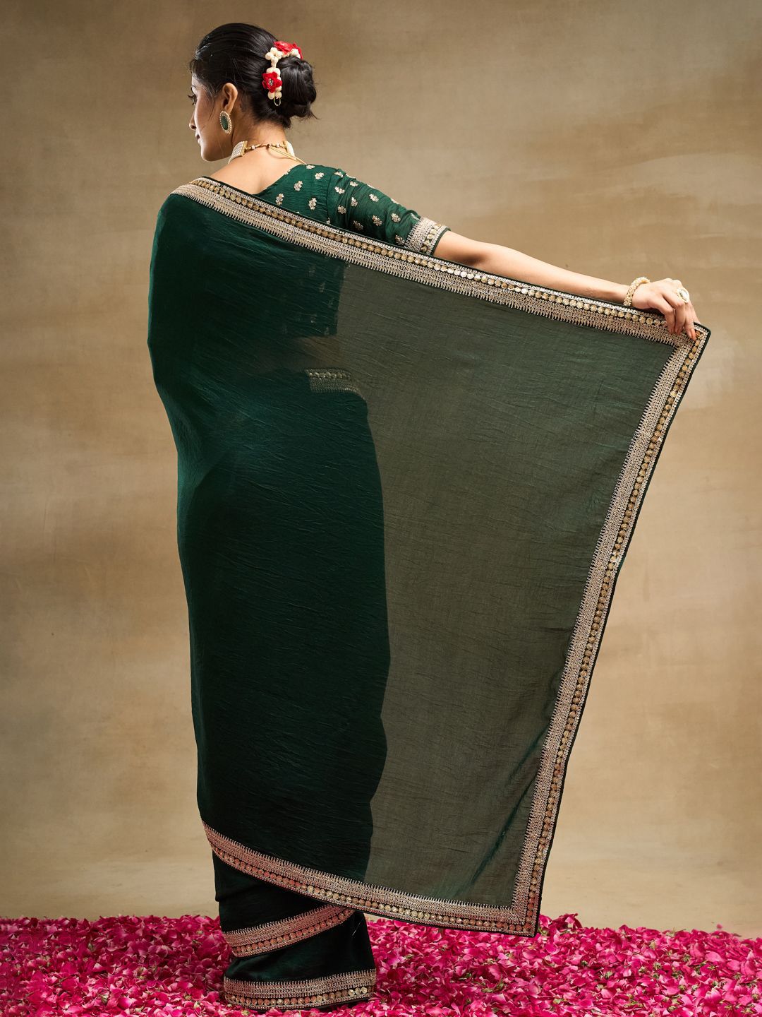 kasee Solid Embroidered Pure Silk Saree | Grocsy