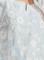 Joban Fashion Sky Blue Linen Embroidered Readymade Cord Set | Grocsy