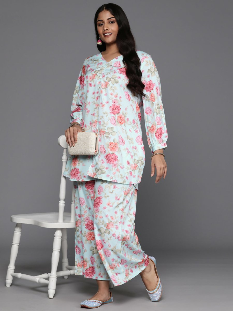 Ahalyaa Women's Traditional Wear Co-ords - Powder Blue | Grocsy