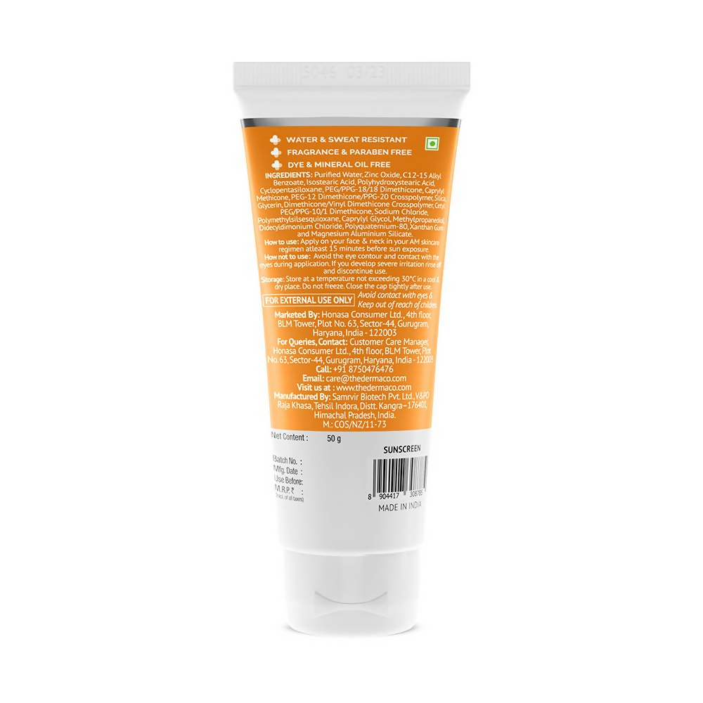 The Derma Co Ultra Light Zinc Mineral Sunscreen with SPF 50 | Grocsy
