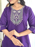Blue Viscose Chanderi Stitched Suit With Dupatta - Tanisha | Grocsy