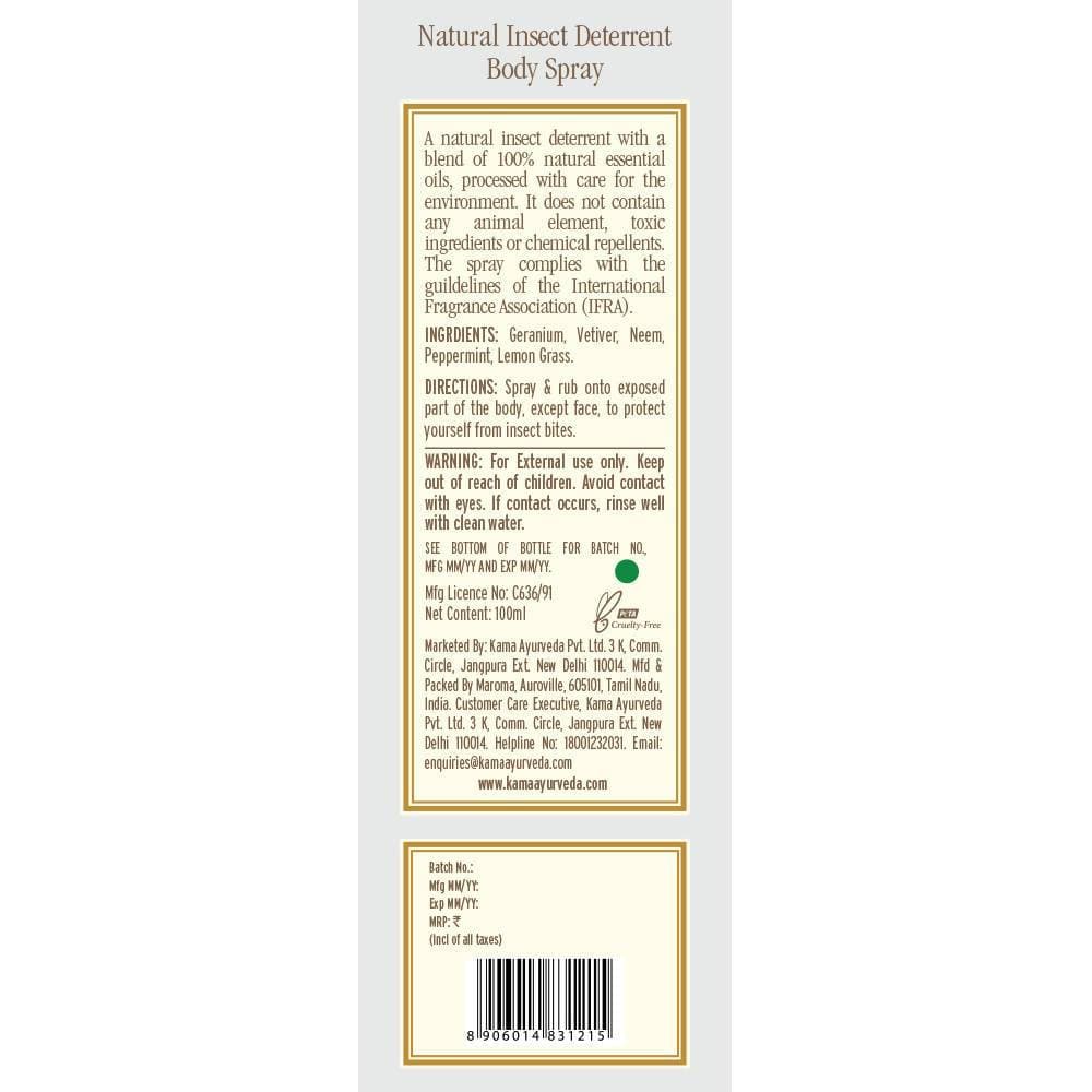 Kama Ayurveda Natural Insect Deterrent Body Spray 100ml | Grocsy