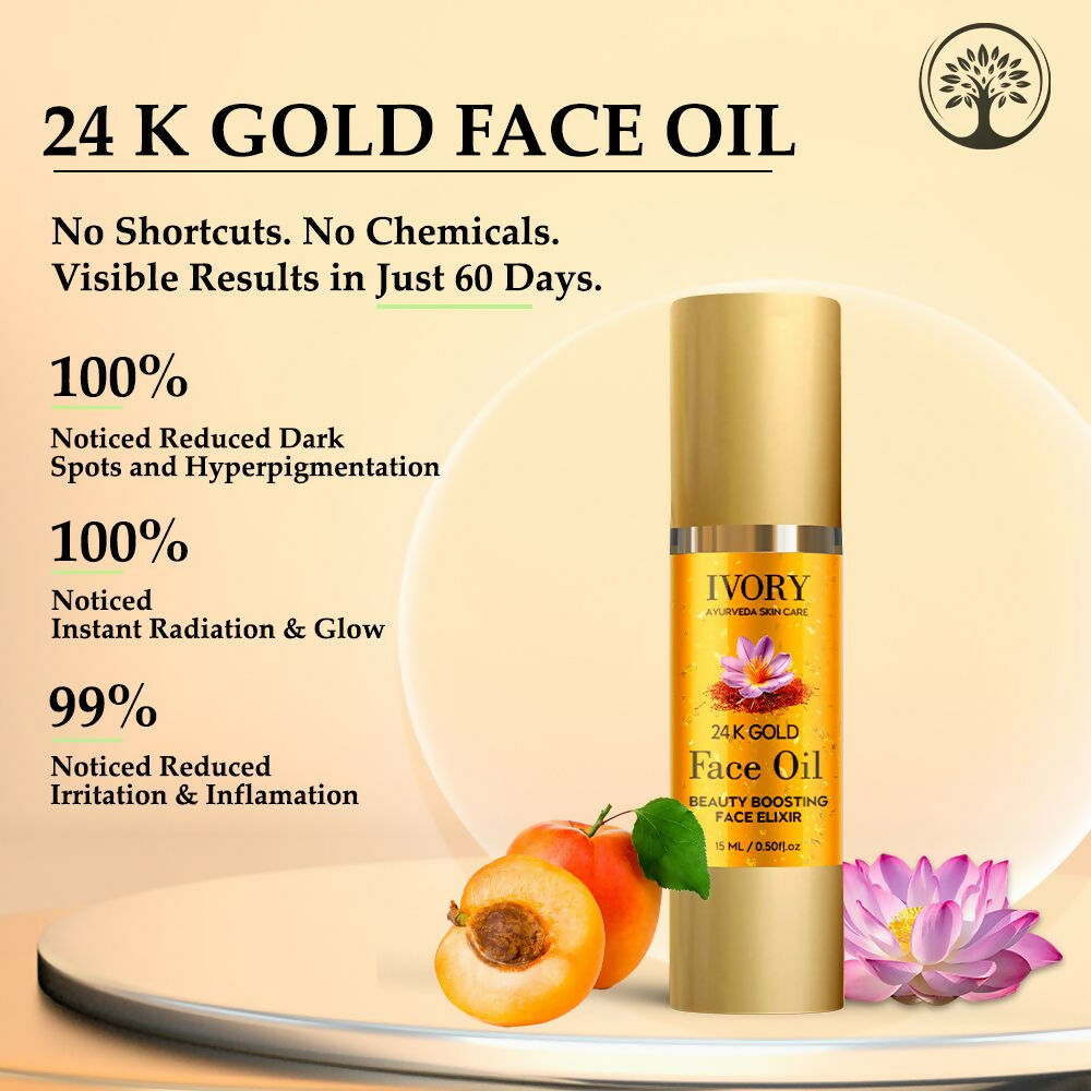 Ivory Natural 24K Gold Face Polish Oil For Luxurious Exfoliating And Rejuvenating Skincare | Grocsy