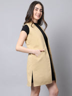 Even Apparels Brown Polywool Open Front Women's Long Coat PW724 | Grocsy
