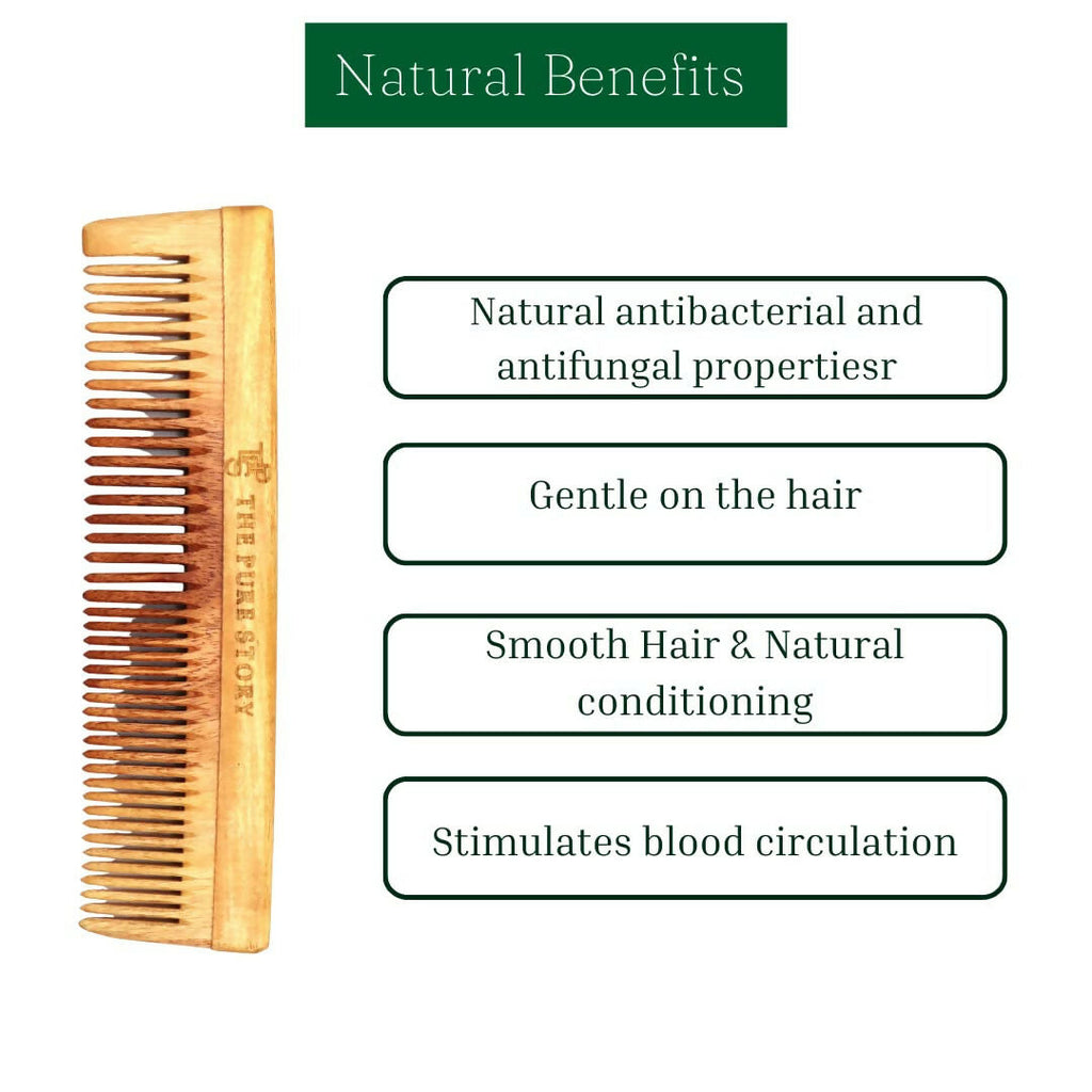 The Pure Story Oil Infused Neem Wood Dual Comb | Grocsy