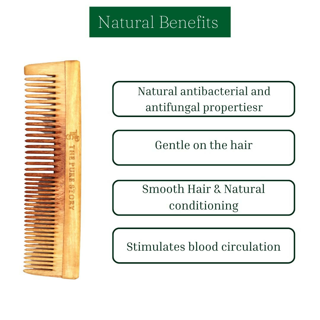 The Pure Story Oil Infused Neem Wood Dual Comb | Grocsy