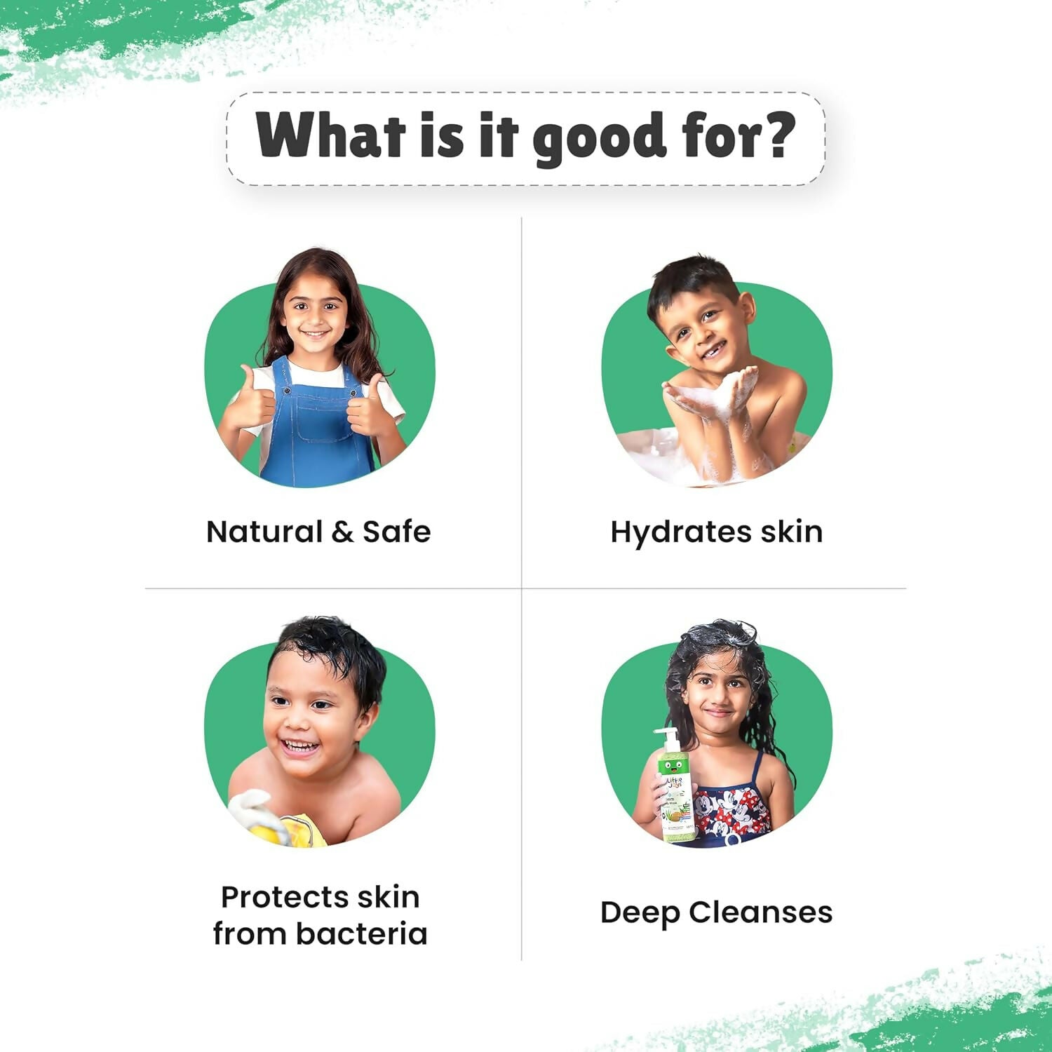 Little Joys Anti-Bacterial Neem Body Wash for Kids (2+ Years),Gently Exfoliates,Protects & Deep Cleanses Skin | Grocsy