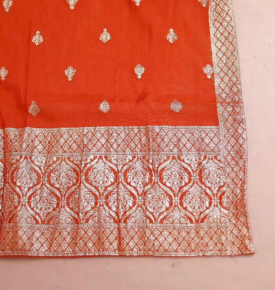 Miravan Womens Orange Embroidered Straight Kurta With Palazzo And Dupatta Set | Grocsy