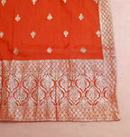 Miravan Womens Orange Embroidered Straight Kurta With Palazzo And Dupatta Set | Grocsy