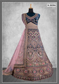 More Peach Velvet Zardosi Work With Pure Mirror Work Lehenga Choli - Nimaya Tyohar | Grocsy