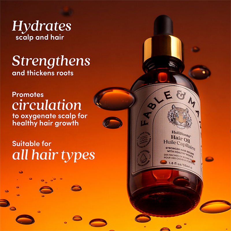 Fable & Mane HoliRoots Oil To Strengthen Roots and Thicken Hair | Grocsy
