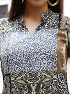 Blue Rayon Paisley & Floral Printed Top with Matching Bottom - Eesha | Grocsy