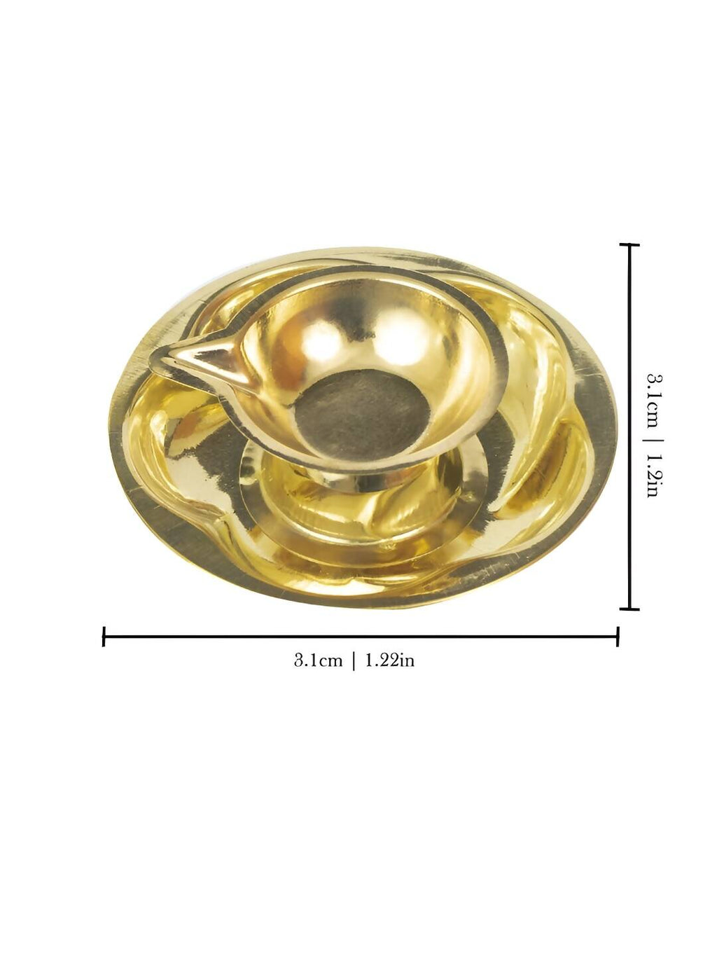 Spillbox Gold-Toned Brass Lotus Diya Round Pooja Essential | Grocsy