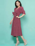 Women Republic Pink Dress with Attached Bow | Grocsy