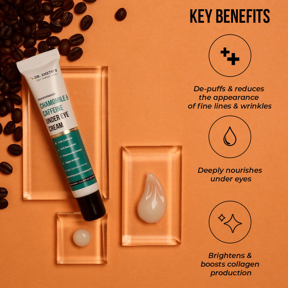 Dr. Sheth's Chamomile & Caffeine Under Eye Cream Reduces Dark Circles, Wrinkles, For All Skin Types | Grocsy