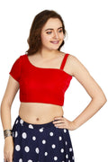 Aastha Fashion Women's Women's Red Velvet Solid Readymade Blouse | Grocsy
