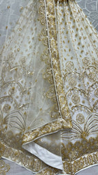 Jyoti Fashion Women's Off White Bridal Net Fancy Sequins with Multi Thread Embroidered & Handwork Wedding Lehenga Choli | Grocsy