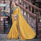 Yellow Colored Jacquard Silk Embroidered Saree With Blouse - Norita Royal Adveka | Grocsy