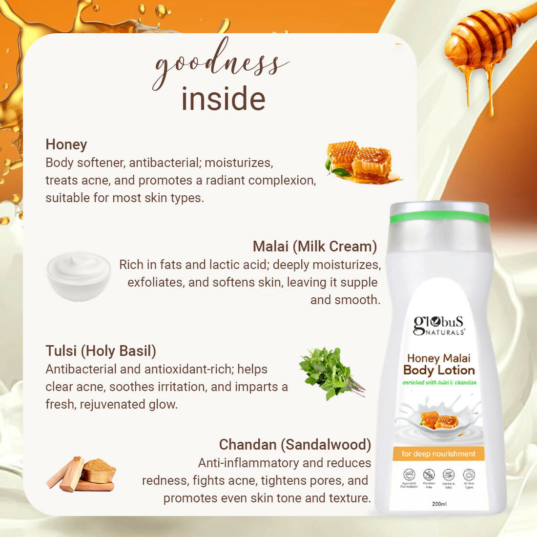 Globus Naturals Honey Malai Body Lotion | Grocsy