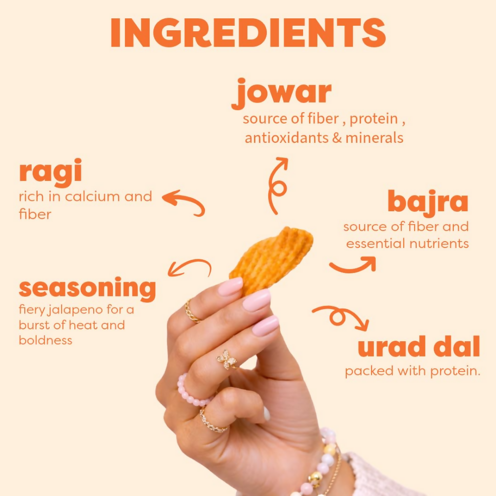 Nocap foods Healthy Chips - Millet Jalapeno | Grocsy