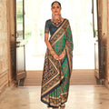 Light Green Silk With Banarasi Print Work Saree - Trirath Yamuna | Grocsy