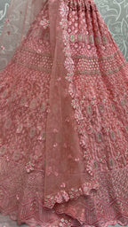 Jyoti Fashion Women's Pink Heavy Net Fancy Dori, Multi Thread, Rainbow Sequins and Diamond Work Wedding Lehenga Choli | Grocsy