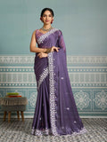 Teeya Creation New Trendy Party Wear Soft Silk Saree-Lavender | Grocsy