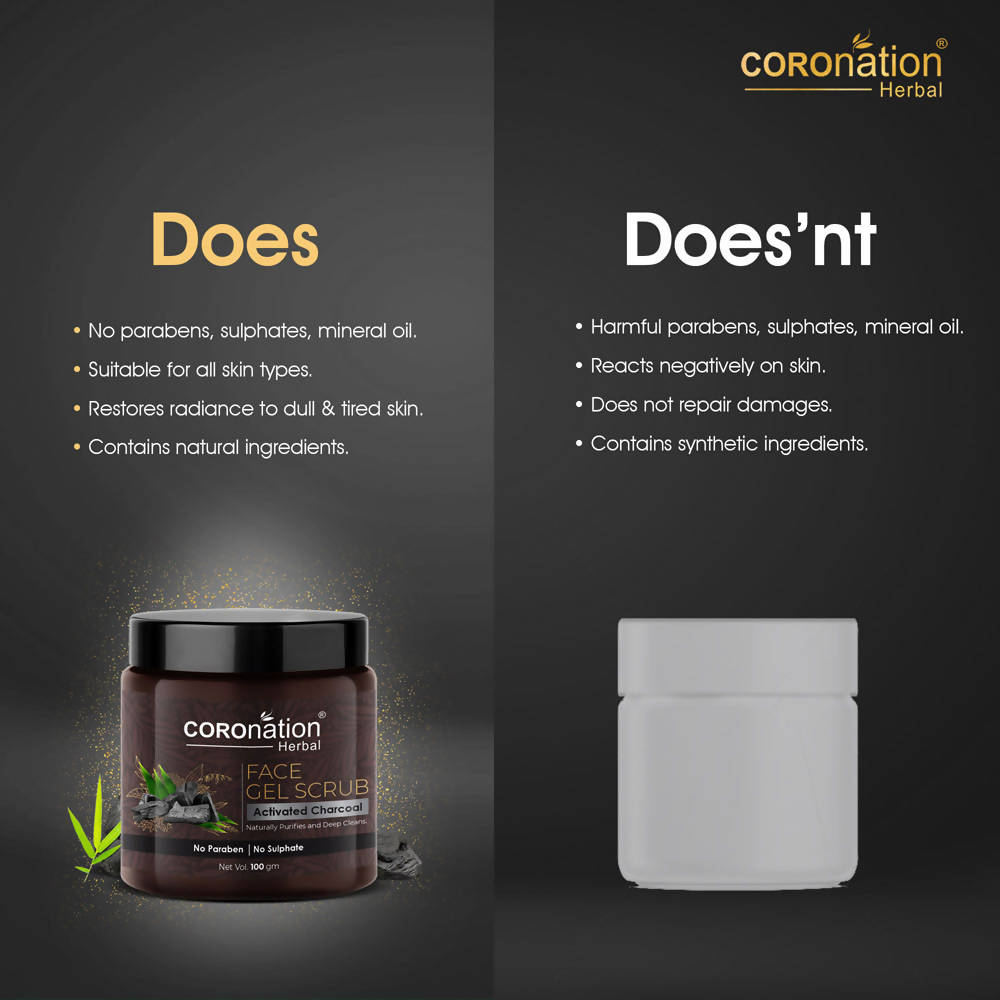 Coronation Herbal Activated Charcoal Face Gel Scrub | Grocsy