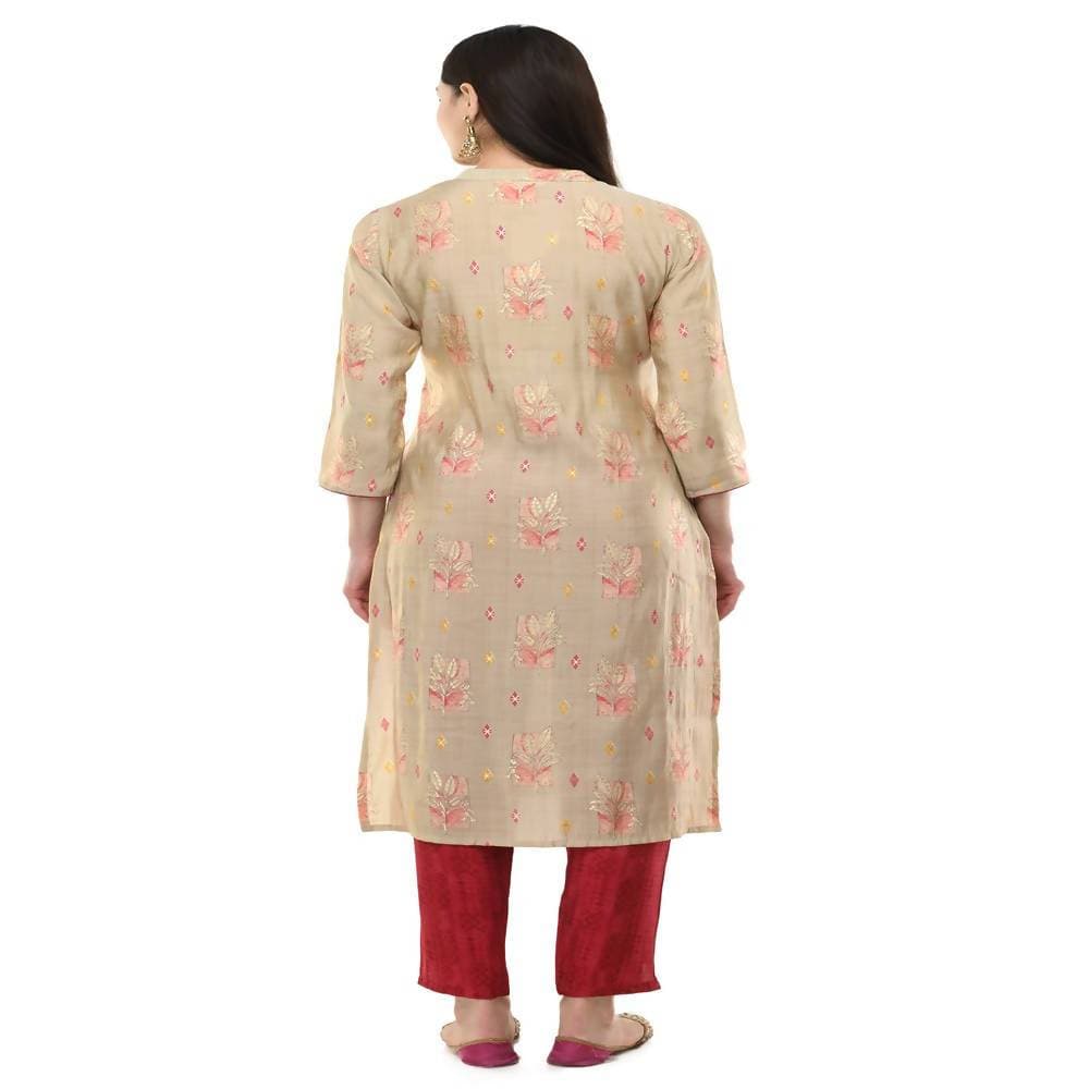 Lagi Women's Pink Printed Straight Kurta & Pant (MC45A) | Grocsy