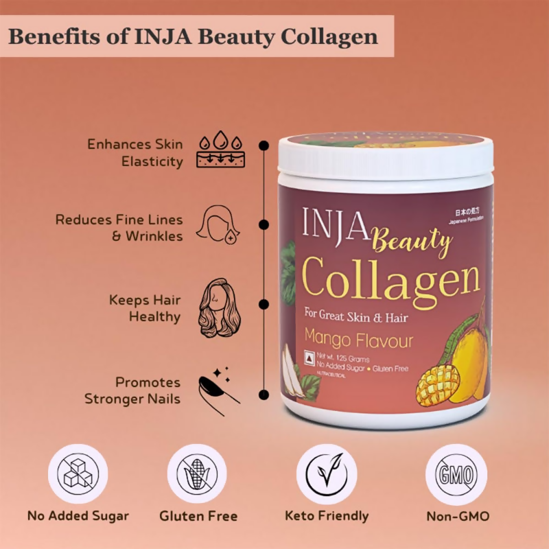 Inja Beauty Collagen For Skin Hair & Nails - Mango Flavour | Grocsy
