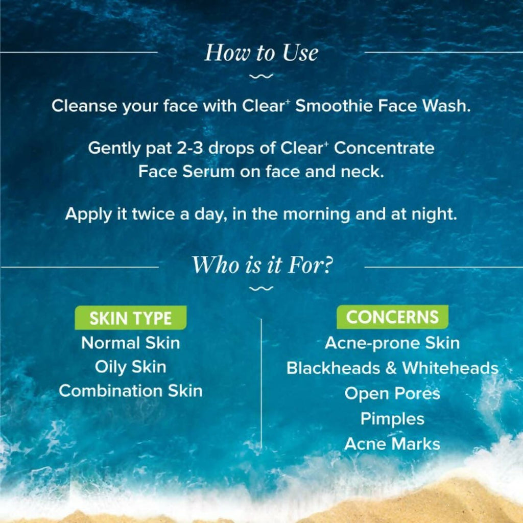 Aqualogica Clear+ Concentrate Face Serum With Salicylic & Hyaluronic Acid, Oily & Combination Skin | Grocsy