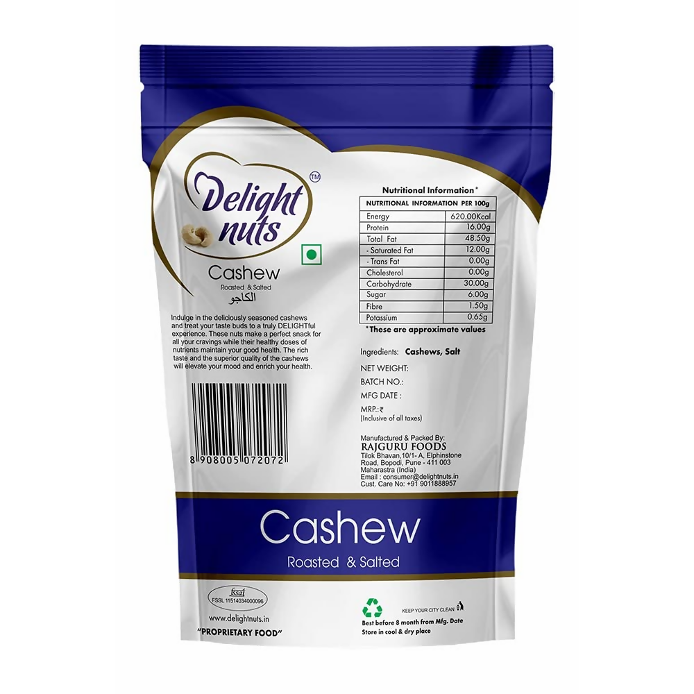 Delight nuts Premium Cashew Roasted and Salted | Grocsy