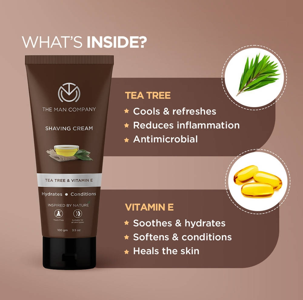 The Man Company Shaving Cream Tea Tree & Vitamin E | Grocsy