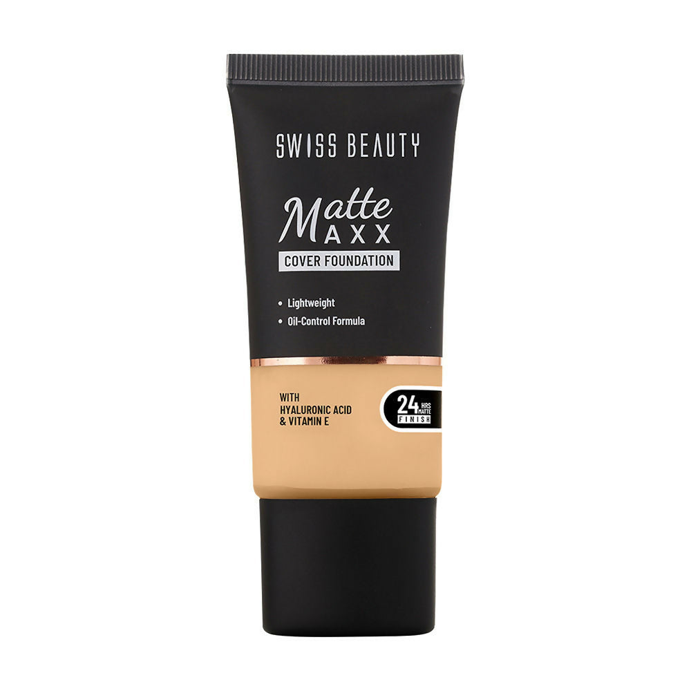 Swiss Beauty Matte Maxx Cover Foundation with Hyaluronic Acid & Vitamin E - 6 Deep Warm | Grocsy