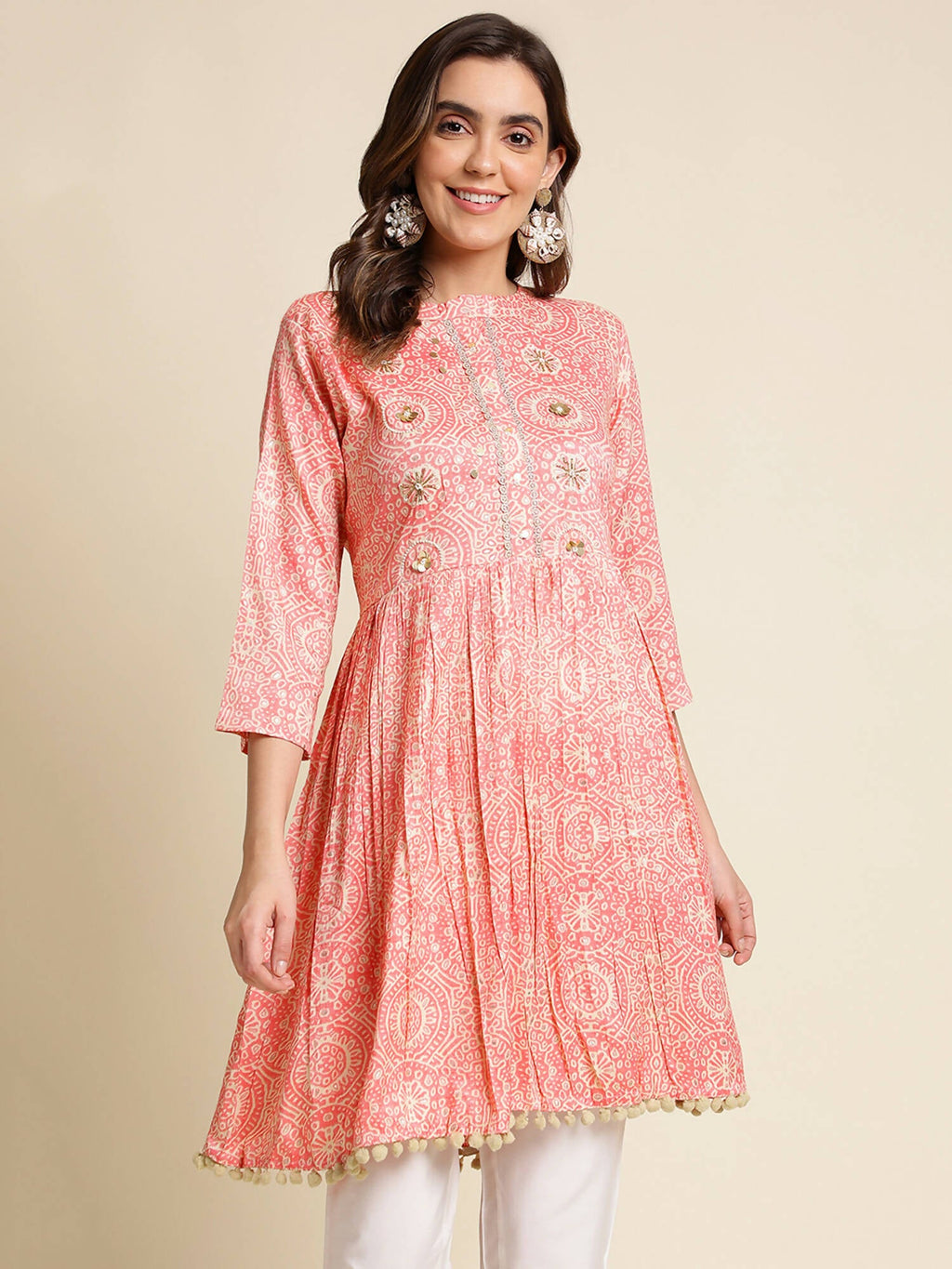 Peach Chiffon Paisley Printed Top - Himanshi | Grocsy