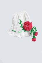 Chutput Kids Woollen Hand Knitted Rosetto Detailed Cap - White | Grocsy