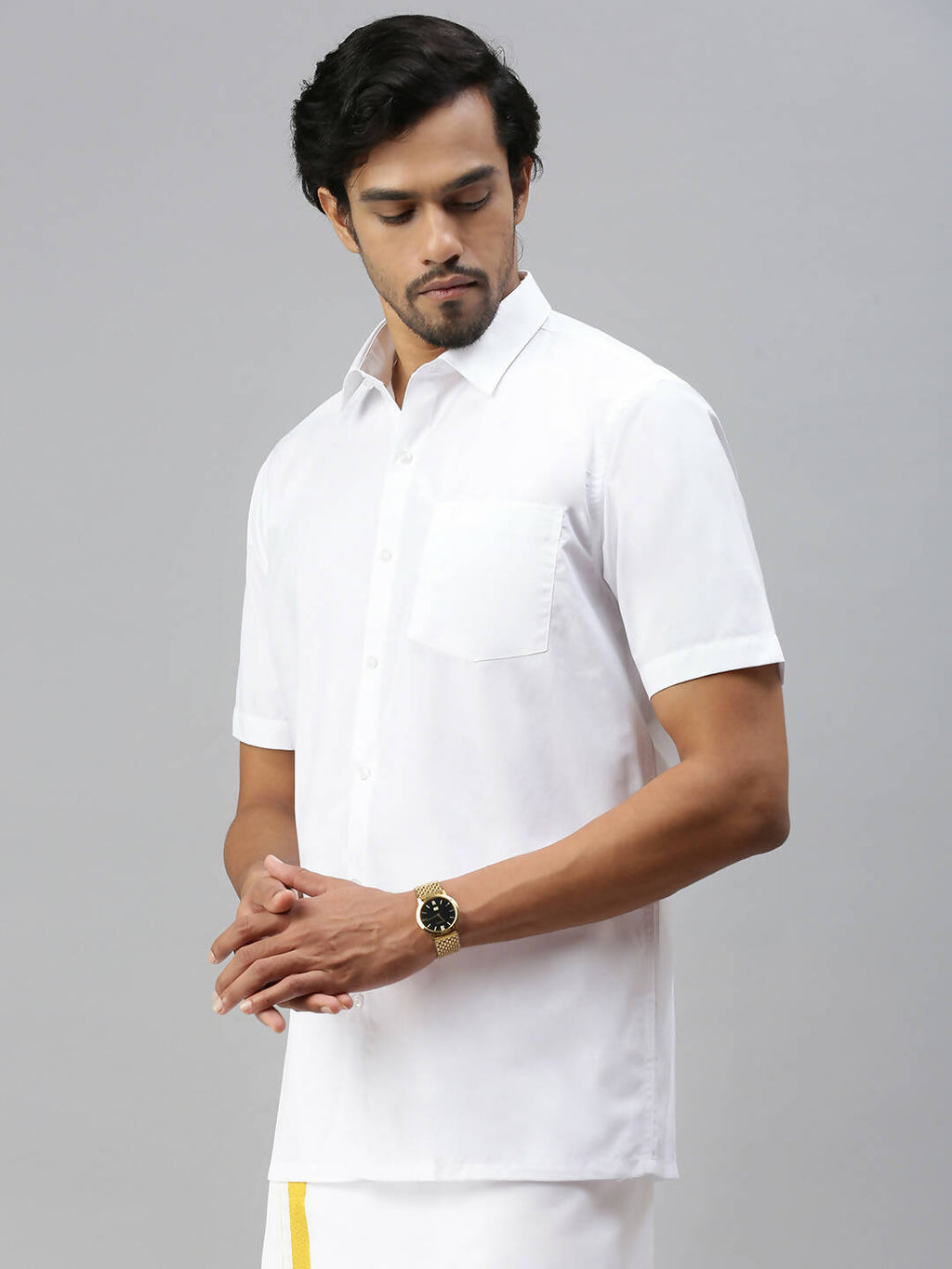 Ramraj Cotton Mens Half Sleeve White Shirt Plus Size - Soft Touch Cotton | Grocsy