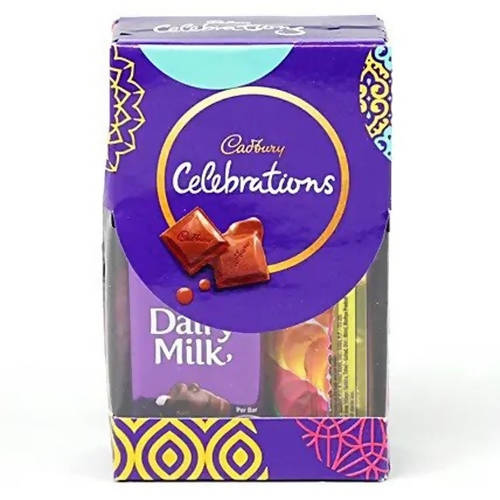2 Stone Work Rakhis and Cadbury Celebrations Box | Grocsy